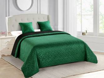 Dwustronna Narzuta Vigo II Czarny - Zieleń butelkowa 006 180x220+2x40x40 cm