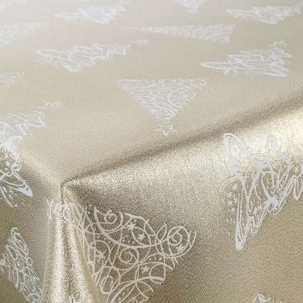 Dwustronny Obrus Plamoodporny Świąteczny Boże Narodzenie Choinka Złoty Z-3401