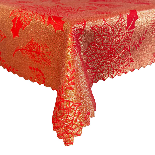 Obrus Plamoodporny Świąteczny Czerwony Złota Gwiazda Betlejemska Z-2888