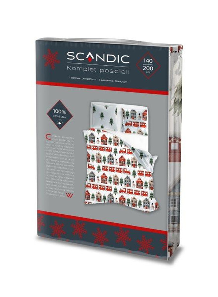 Komplet Pościeli 140x200+70x90 Scandic 075 Zima Święta Pociąg