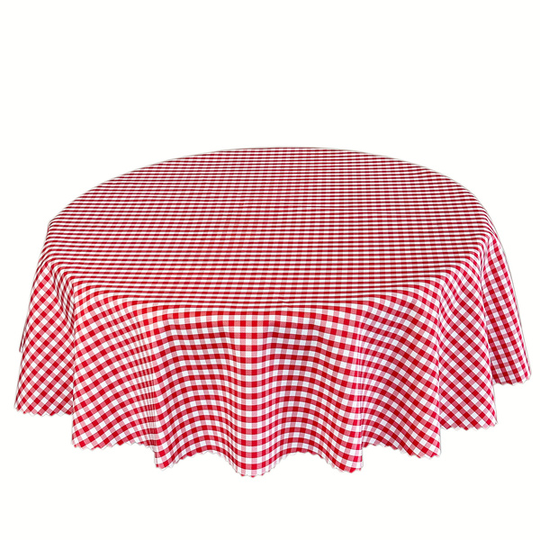 Obrus Plamoodporny Greta Druk Krata Czerwony Okrągły