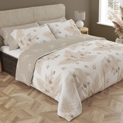 Komplet Pościeli Satyna Bawełniana 220x200+ 2x70x80 Boho 005 Kwiaty i Liście