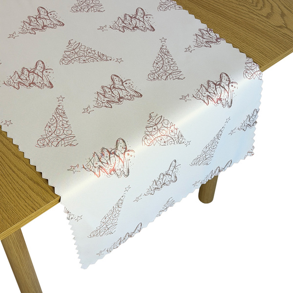 Dwustronne Bieżniki i Serwety Plamoodporne Świąteczny Boże Narodzenie Choinka Bordo Z-3401