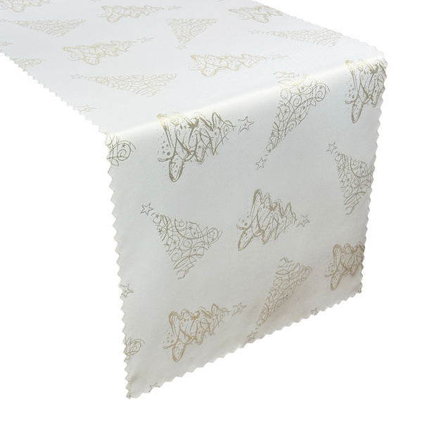 Dwustronne Bieżniki i Serwety Plamoodporne Świąteczny Boże Narodzenie Choinka Złoty Z-3401