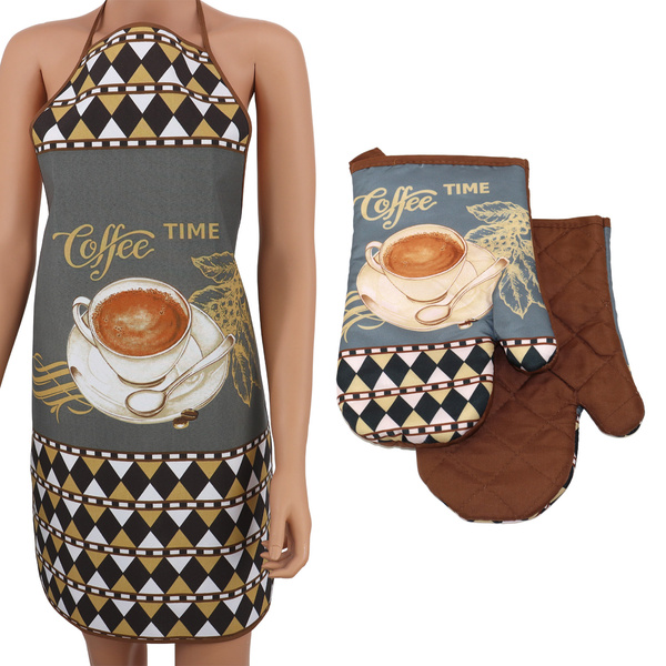 Fartuszek Kuchenny i 2 Rękawice Kuchenne Coffee II 0418FS38 Zestaw