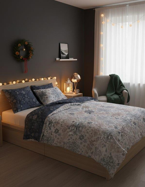 Komplet Pościeli 160x200+ 2x70x80 Scandic 077 Śnieżynki