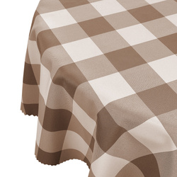Obrus Plamoodporny Alice Druk Krata Brązowy Okrągły