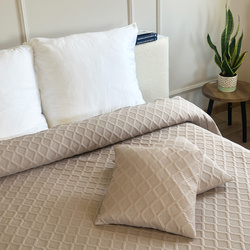 Dwustronna Narzuta Parla 3D Taupe Beżowy 180x220+2x40x40