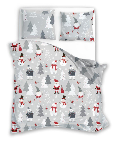 Komplet Pościeli 220x200+ 2x70x80 Scandic 079 Mikołaj Bałwan