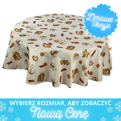 Obrus Plamoodporny Druk Boże Narodzenie Wooden Story Gold Okrągły