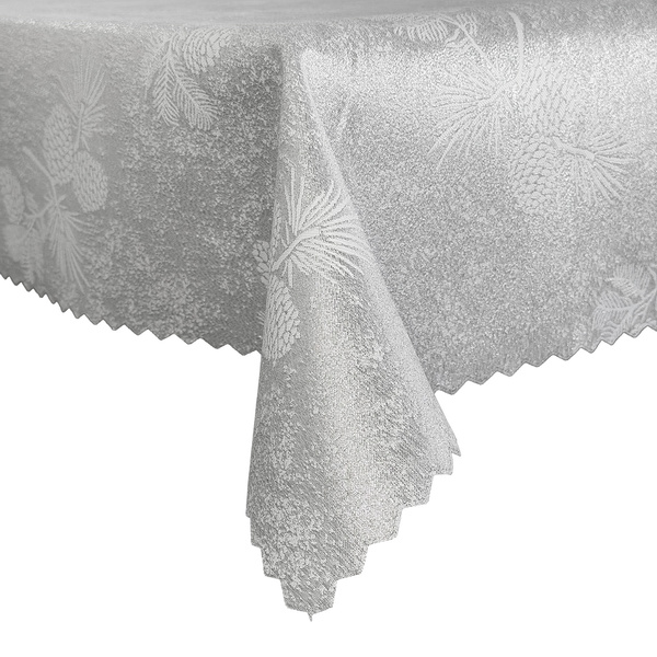 Dwustronny Obrus Plamoodporny Szyszki Srebrne