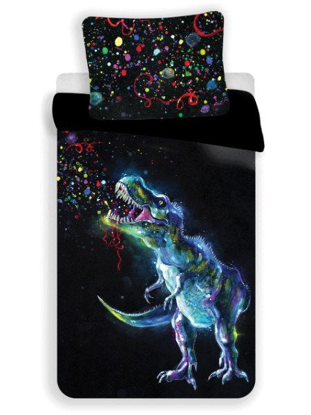 Pościel Bawełniana Czarny Dinozaur