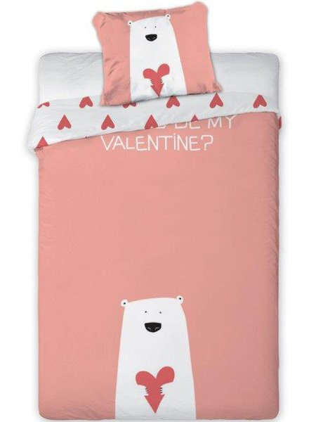 Bawełniana Pościel Dwustronna Walentynki Miś i Pingwin Be My ValenTtine? BAWELOVE002