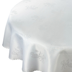 Obrus Plamoodporny Świąteczny Boże Narodzenie Bombka Z-3438 Biały Okrągły