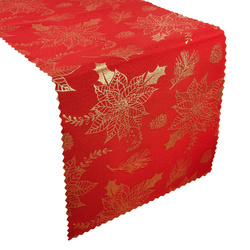 Dwustronne Bieżniki Plamoodporne Świąteczny Czerwony Złota Gwiazda Betlejemska Z-2888