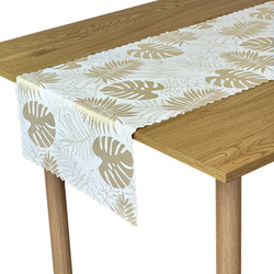 Dwustronne Bieżniki i Serwety Plamoodporne Liście Monstera Złoty Z-2771