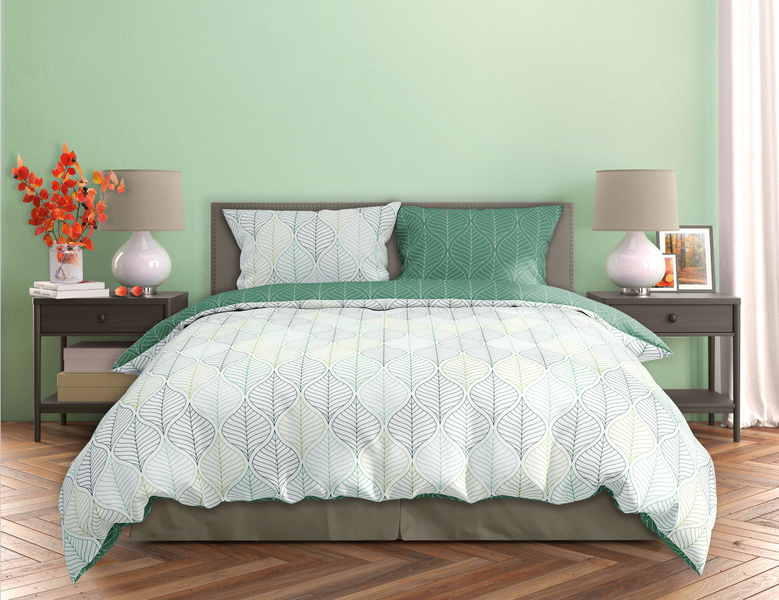 Komplet Pościeli Satyna Bawełniana 160x200+ 2x70x80 Milagro Verde 014