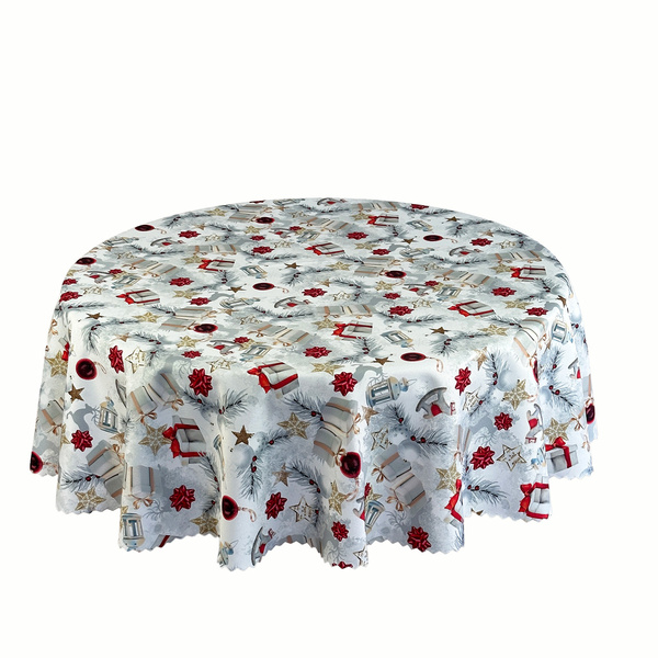 Obrus Plamoodporny Druk Boże Narodzenie Świąteczny Klimat Okrągły