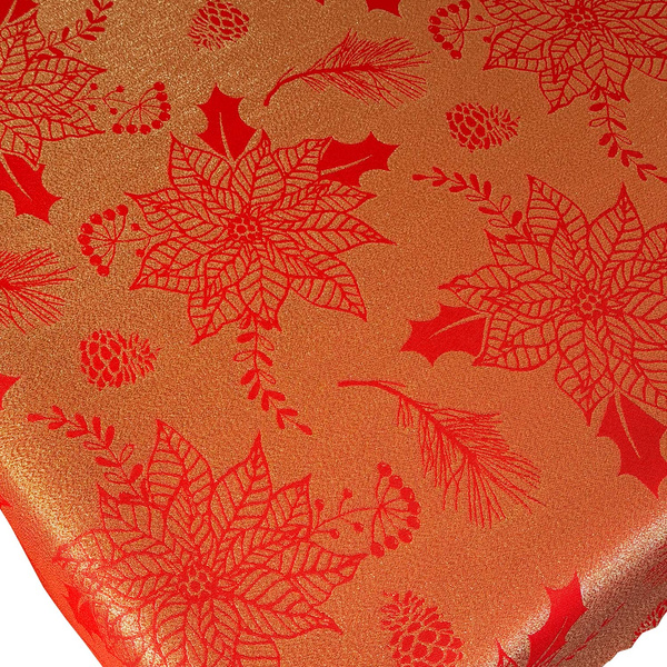 Obrus Plamoodporny Świąteczny Czerwony Złota Gwiazda Betlejemska Z-2888