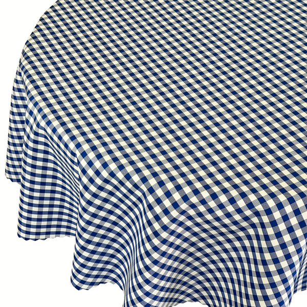 Obrus Plamoodporny Greta Druk Krata Niebieski Okrągły