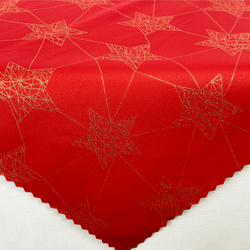 Dwustronny Obrus Plamoodporny Świąteczny Czerwony Złoty Gwiazda Z-3418