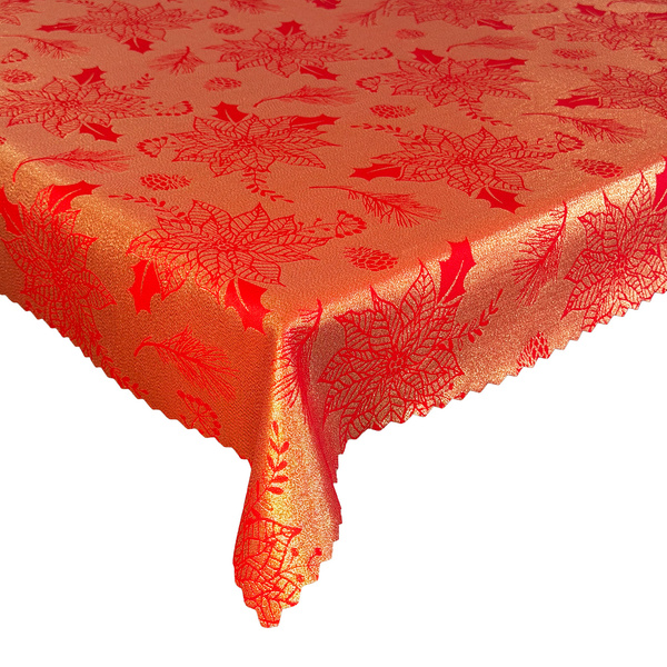 Obrus Plamoodporny Świąteczny Czerwony Złota Gwiazda Betlejemska Z-2888