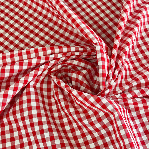 Bieżnik Plamoodporny Greta Druk Krata Czerwony