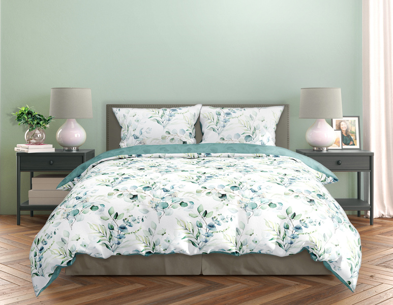 Komplet Pościeli Satyna Bawełniana 220x200+ 2x70x80 Milagro Verde 006