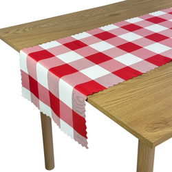 Bieżnik Plamoodporny Alice Druk Krata Czerwony