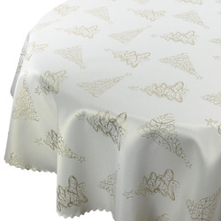 Dwustronny Obrus Plamoodporny Świąteczny Boże Narodzenie Choinka Złoty Z-3401 Okrągły