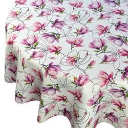 Obrus Plamoodporny Druk Okrągły Magnolia Zarys