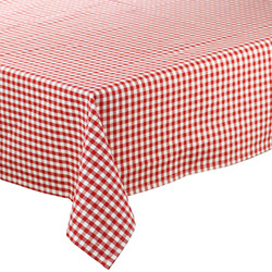Obrus Obszywany Lniany Mała Czerwona Krata