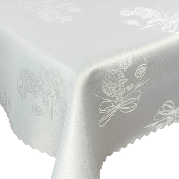 Dwustronny Obrus Plamoodporny Świąteczny Boże Narodzenie Bombka Z-3438 Biały
