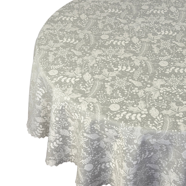 Obrus Plamoodporny Boże Narodzenie Szary Jemioła Z-3201 Okrągły