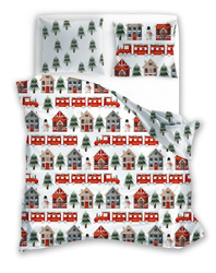 Komplet Pościeli 140x200+70x90 Scandic 075 Zima Święta Pociąg