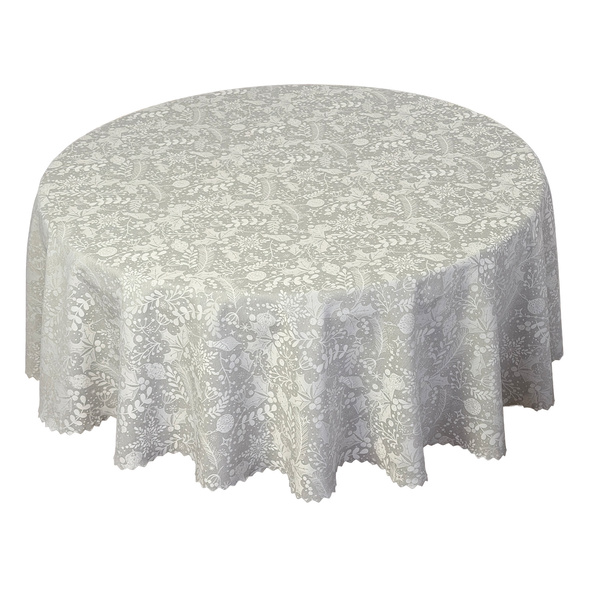 Obrus Plamoodporny Boże Narodzenie Szary Jemioła Z-3201 Okrągły