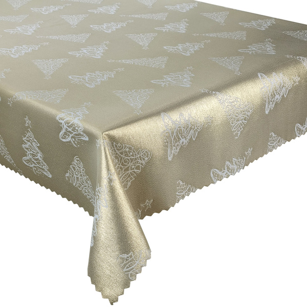 Dwustronny Obrus Plamoodporny Świąteczny Boże Narodzenie Choinka Złoty Z-3401