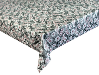 Obrus Ceratowy Szary Różowe Kwiaty Glitter MT-6767A