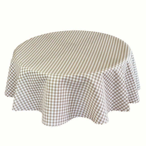 Obrus Plamoodporny Greta Druk Krata Beżowy Okrągły