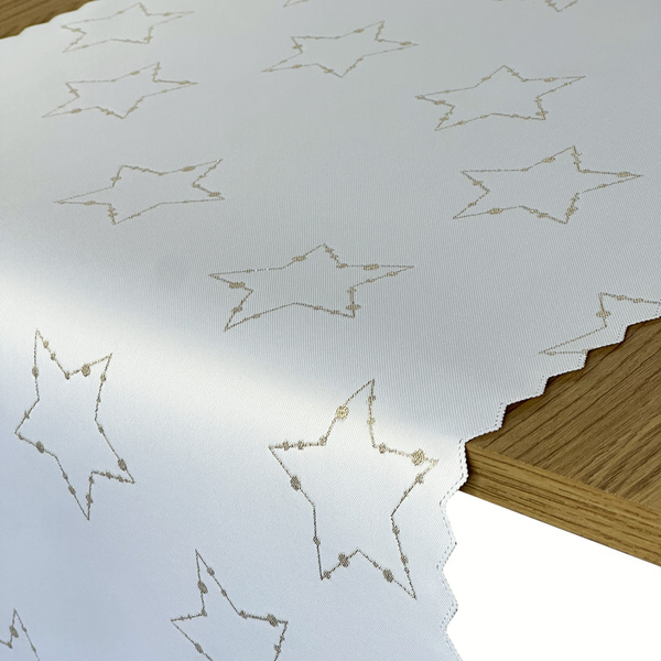 Dwustronne Bieżniki i Serwety Plamoodporne Świąteczny Złoty Biały Gwiazdy 2561