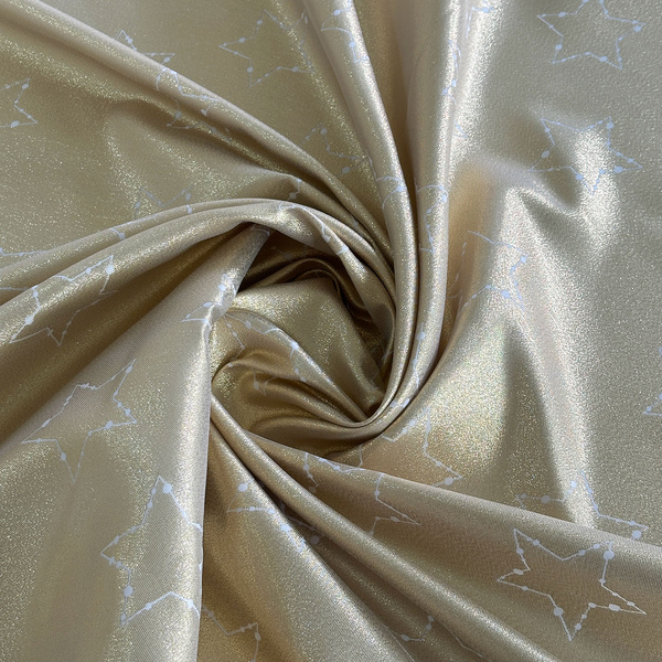 Dwustronny Obrus Plamoodporny Świąteczny Złoty Biały Gwiazdy 2561