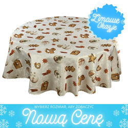 Obrus Plamoodporny Druk Boże Narodzenie Wooden Story Gold Okrągły