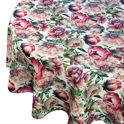 Obrus Plamoodporny Druk Okrągły Peonie