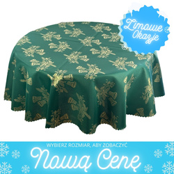 Dwustronny Obrus Plamoodporny Świąteczny Zielony Christmas Bell Okrągły