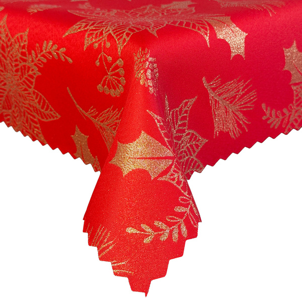 Obrus Plamoodporny Świąteczny Czerwony Złota Gwiazda Betlejemska Z-2888