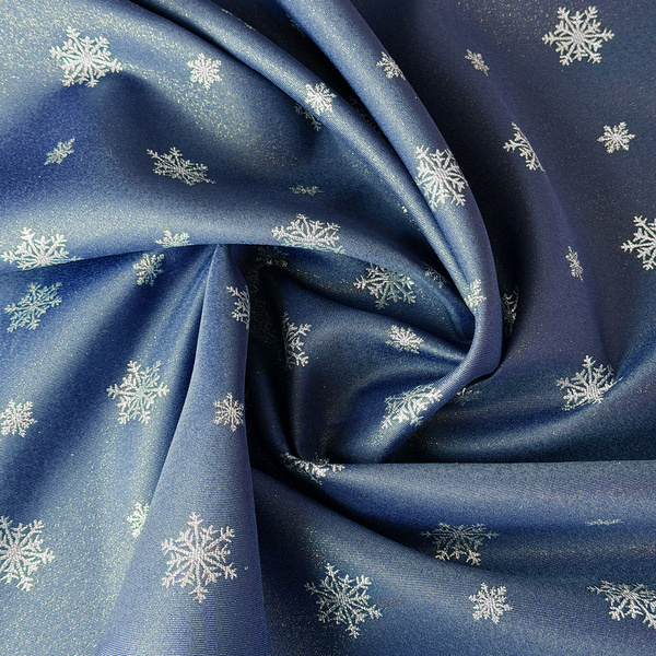 Dwustronne Bieżniki i Serwety Plamoodporne Świąteczne Granatowy Srebrny Śnieg I
