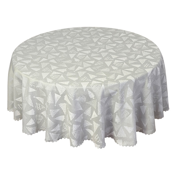 Obrus Plamoodporny Boże Narodzenie Szary Choinki Z-3206 Okrągły