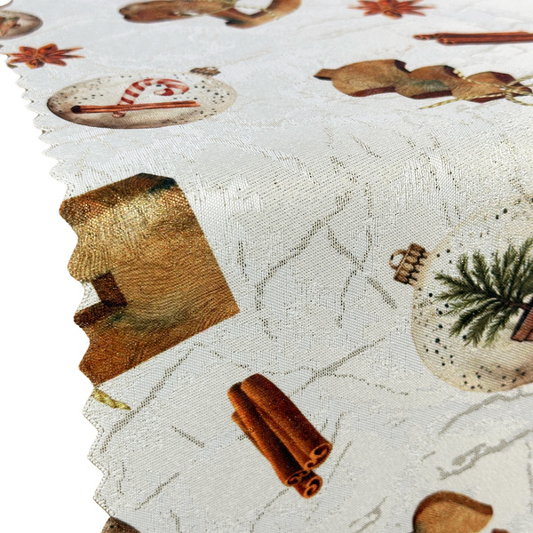 Bieżnik Plamoodporny Druk Boże Narodzenie Wooden Story Gold