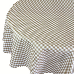 Obrus Plamoodporny Greta Druk Krata Beżowy Okrągły