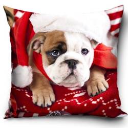 Poszewka Świąteczna Boże Narodzenie Pies w czapce Mikołaja  XMAS PNL215041 40x40cm